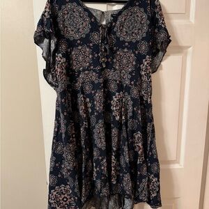 Torrid Navy and Pink Floral Blouse